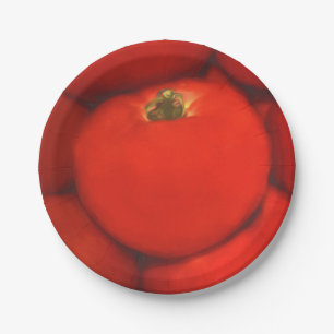 Juicy Red Homegrown Garden Tomaten Pappteller