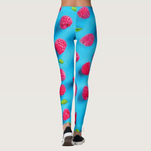 JUICY RED LYCHEE ÜBER BLAUE HINTERGRUND LEGGINGS (Rückseite)