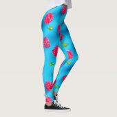 JUICY RED LYCHEE ÜBER BLAUE HINTERGRUND LEGGINGS (Rechts)