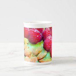 Juicy Red Raspberries and Almonds Watercolor Porzellantasse