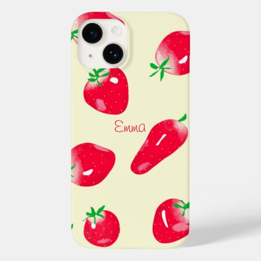 Juicy Red Strawberries (Beige) Case-Mate iPhone Hülle (Rückseite)