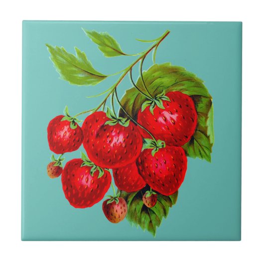 Juicy Red Strawberries Fliese (Vorderseite)