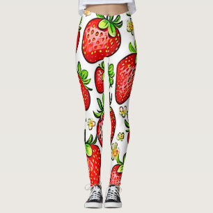 Juicy Red Strawberries Muster Leggings