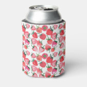 Juicy Red Strawberries Wasserfarben Muster Dosenkühler (Kanne Rückseite)