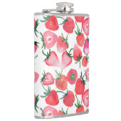 Juicy Red Strawberries Wasserfarben Muster Flachmann (Rechts)