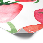 Juicy Red Strawberries Wasserfarben Muster Poster (Ecke)