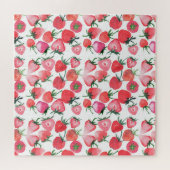 Juicy Red Strawberries Wasserfarben Muster Puzzle (Horizontal)