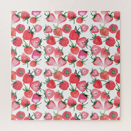 Juicy Red Strawberries Wasserfarben Muster Puzzle (Vertikal)