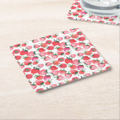 Juicy Red Strawberries Wasserfarben Muster Rechteckiger Pappuntersetzer (angewinkelt)