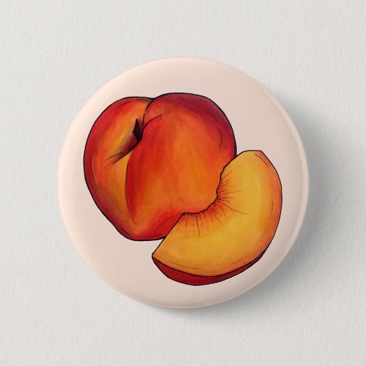 Juicy Ripe Summer Peach Pfirsiche Stone Frucht Button (Vorderseite)