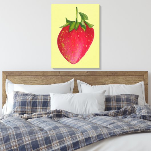 Juicy Strawberry Aquarell Makro Frucht Pop Art Leinwanddruck (Insitu (Schlafzimmer))