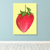 Juicy Strawberry Aquarell Makro Frucht Pop Art Leinwanddruck (Insitu (Holzboden))