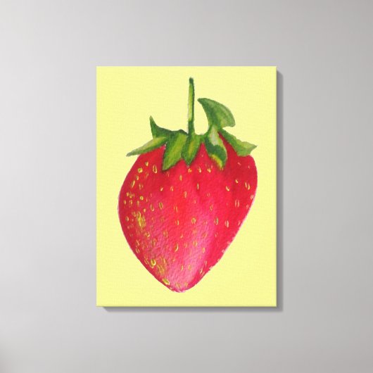 Juicy Strawberry Aquarell Makro Frucht Pop Art Leinwanddruck (Vorderseite)