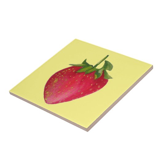 Juicy Strawberry Frucht Aquarell Makro Kunst Fliese (Seite)