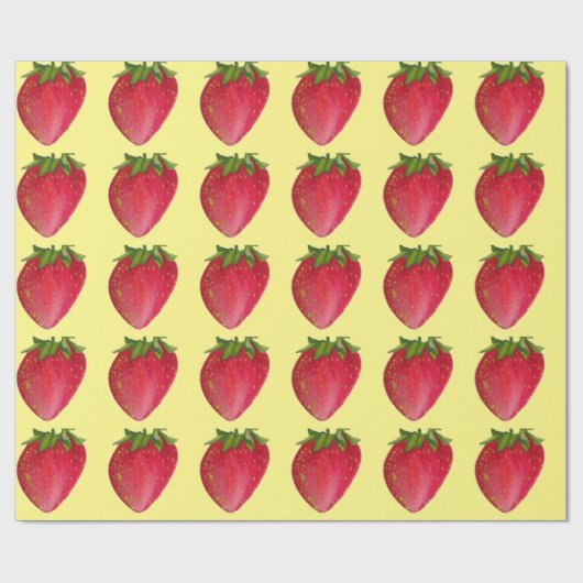 Juicy Strawberry Frucht Aquarell Makro Kunst Geschenkpapier (Flach)