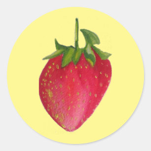 Juicy Strawberry Frucht Aquarell Makro Kunst Runder Aufkleber
