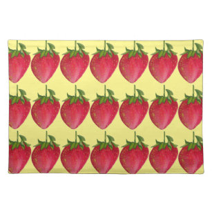 Juicy Strawberry Frucht Aquarell Makro Kunst Stofftischset
