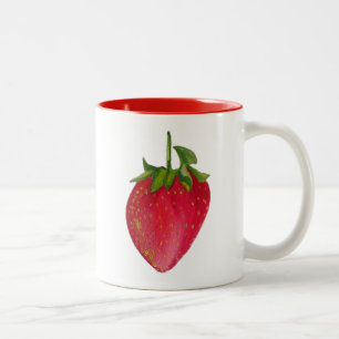 Juicy Strawberry Frucht Aquarell Makro Kunst Zweifarbige Tasse