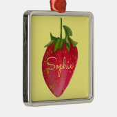 Juicy Strawberry frucht watercolor Name Ornament Aus Metall (Rechts)