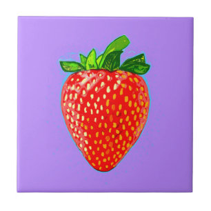 Juicy Strawberry im Pop Art Style Fliese
