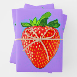 Juicy Strawberry im Pop Art Style Geschenkpapier Set