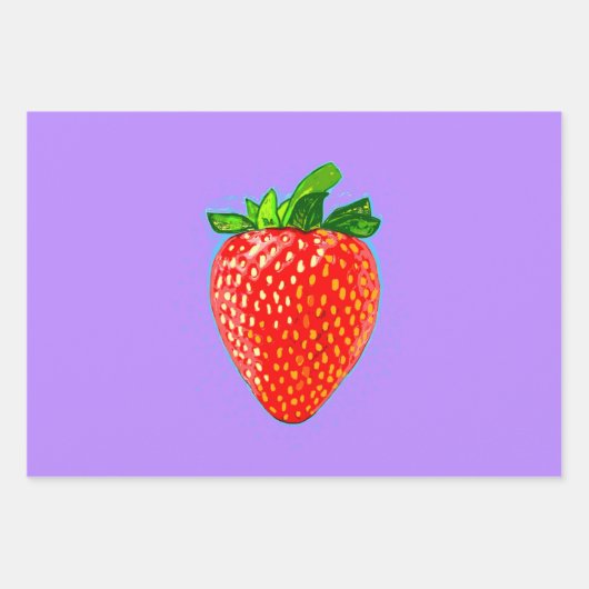 Juicy Strawberry im Pop Art Style Geschenkpapier Set (Vorderseite)