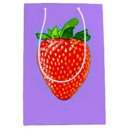 Juicy Strawberry im Pop Art Style Mittlere Geschenktüte