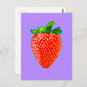 Juicy Strawberry im Pop Art Style Postkarte (Vorne/Hinten)
