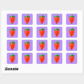 Juicy Strawberry im Pop Art Style Quadratischer Aufkleber (Blatt)