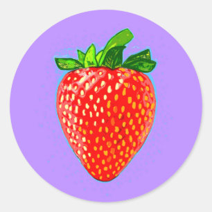 Juicy Strawberry im Pop Art Style Runder Aufkleber
