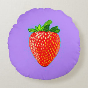 Juicy Strawberry im Pop Art Style Rundes Kissen