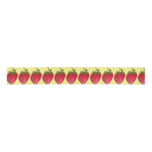 Juicy Strawberry niedliche Aquarellfrucht Pop Art Ripsband (Vorderseite)