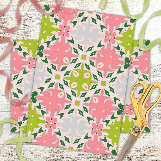 Juicy Summer Green und Watermelon Pink Muster Seidenpapier