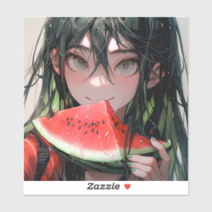 Juicy Summer Watermelon Anime Girl Aufkleber