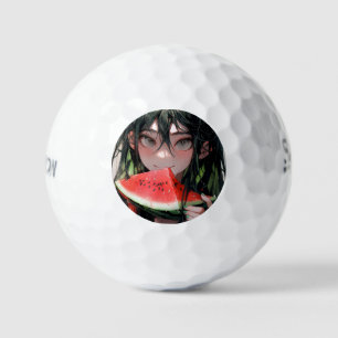Juicy Summer Watermelon Anime Girl Golfball