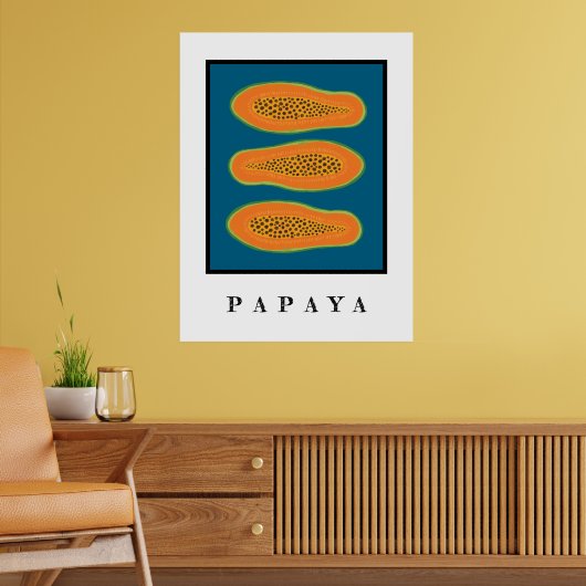 Juicy Trio Papaya White Poster (Wohnzimmer 2)