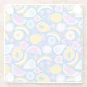 Juicy tropical fruits - Blauer Hintergrund Glasuntersetzer (Rückseite)