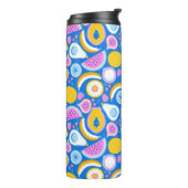Juicy tropical fruits - Blauer Hintergrund Thermosbecher (Nach links gedreht)