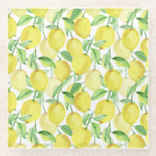 Juicy Watercolor: Lebendige Lemon-Malerei Glasuntersetzer