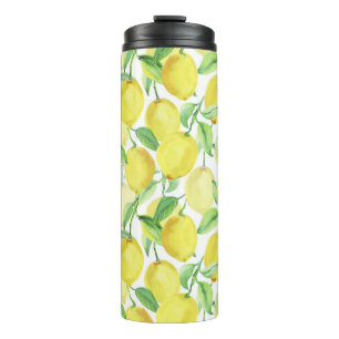 Juicy Watercolor: Lebendige Lemon-Malerei Thermosbecher