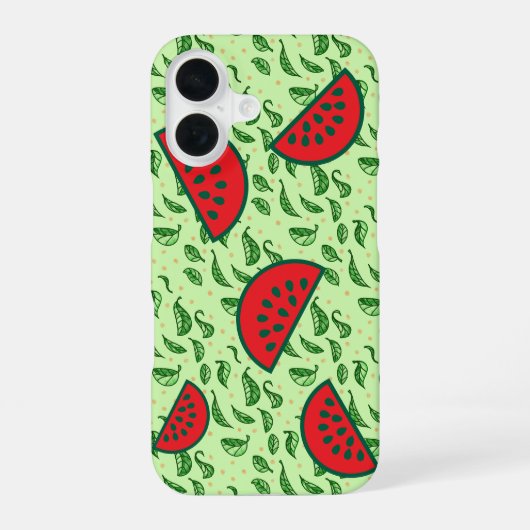 Juicy Watermelon & Leaf iPhone 16 Hülle (Rückseite)