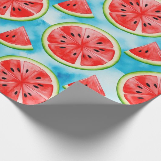 Juicy WATERMELON Muster in Aquarellmuster Geschenkpapier (Ecke)