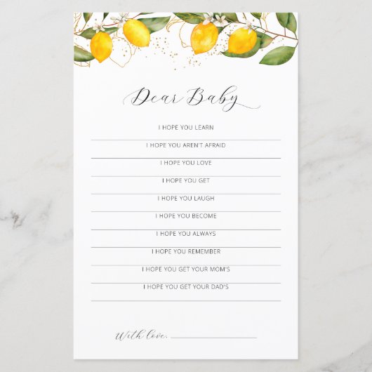 Juicy Yellow Citrus Baby Dusche Sehr geehrte Kinde (Vorderseite)