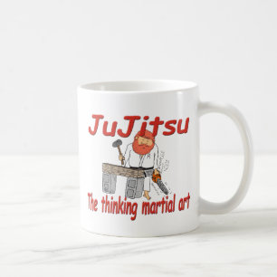 JuJitsu 363, der Kriegskunst-Cartoon denkt Kaffeetasse