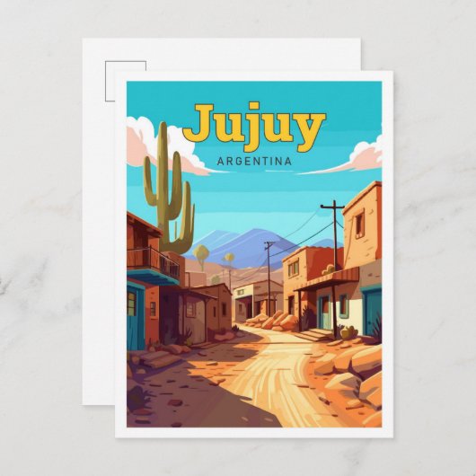 Jujuy Argentina Travel Vintag Illustration Postkarte (Vorne/Hinten)