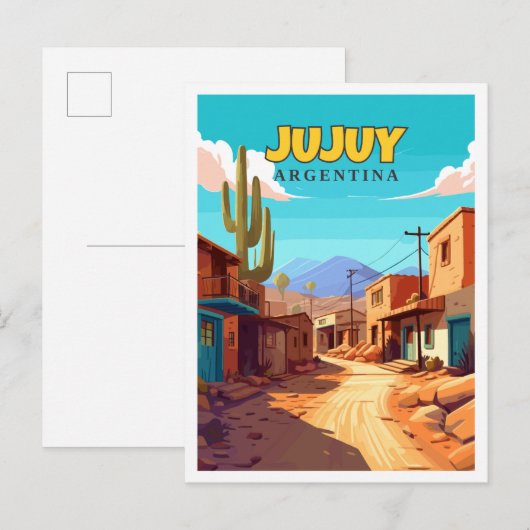 Jujuy Argentina vintage Reise-Illustration Postkarte (Vorne/Hinten)