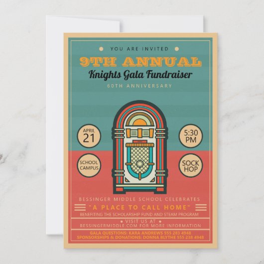 Juke Box Sock Hop Party Einladung Flyer (Vorderseite)