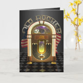 Jukebox Alte Rocker Anpassbare Grüße Karte (Gelbe Blume)
