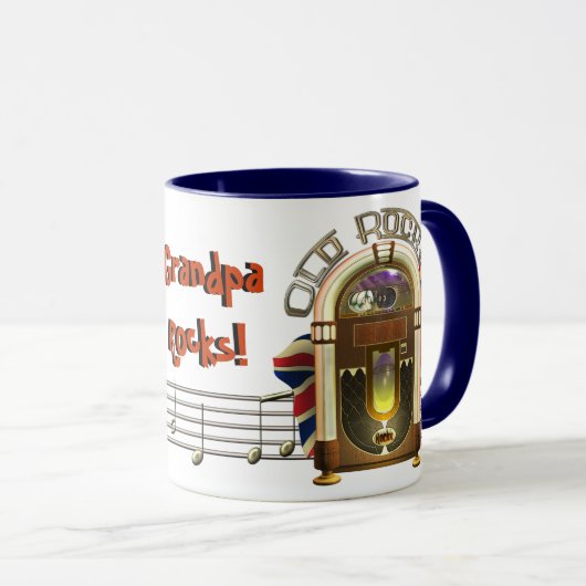 Jukebox-alter Rocker-personalisierte Tassen (VorderseiteRechts)