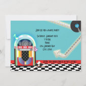 Jukebox Dance Party Sock Hop Red Invitation Einladung (Rückseite)
